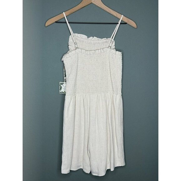 Chelsea & Violet Big Girls Large Linen Blend Shorts Romper Ruched Top Adjustable - Picture 2 of 12